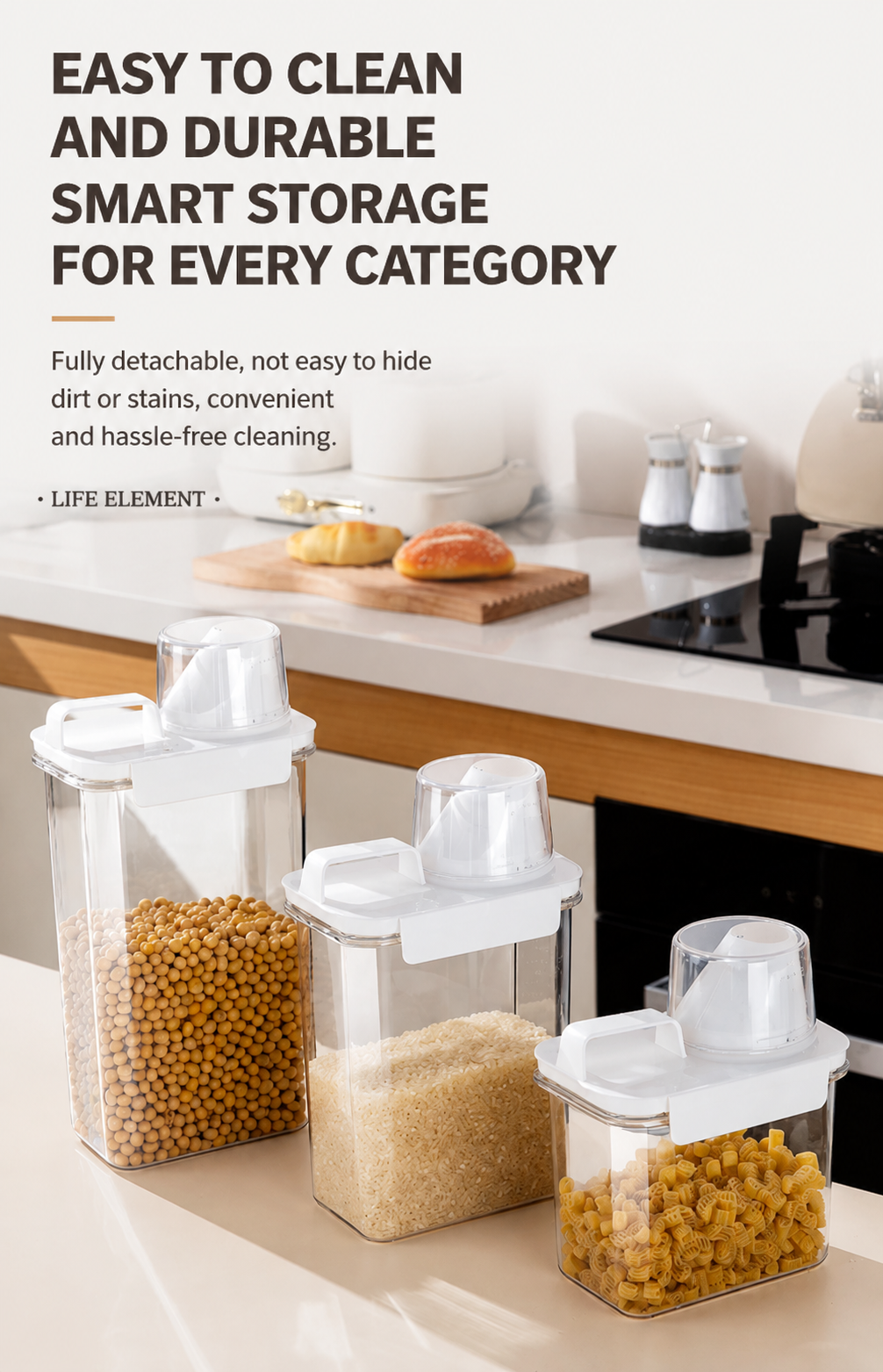 Airtight Cereal & Grain Storage Containers with Measuring Cup Lid