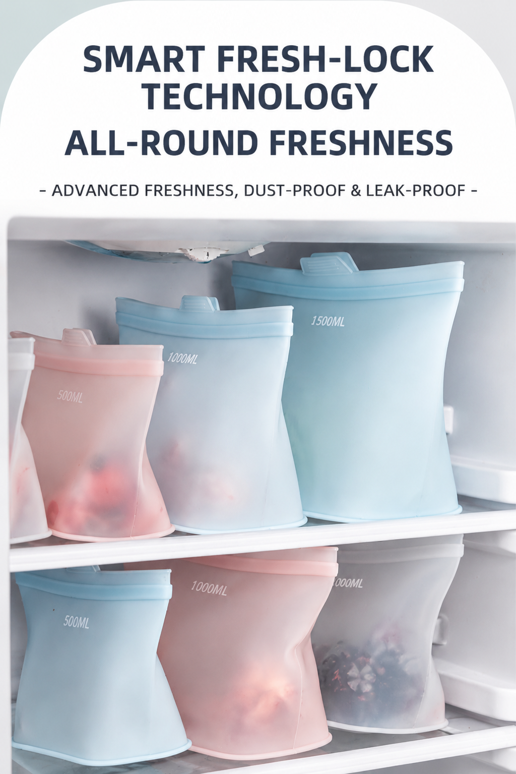 Premium Reusable Silicone Food Storage Bags – Leakproof, Freezer & Microwave Safe Eco-Friendly Bags
