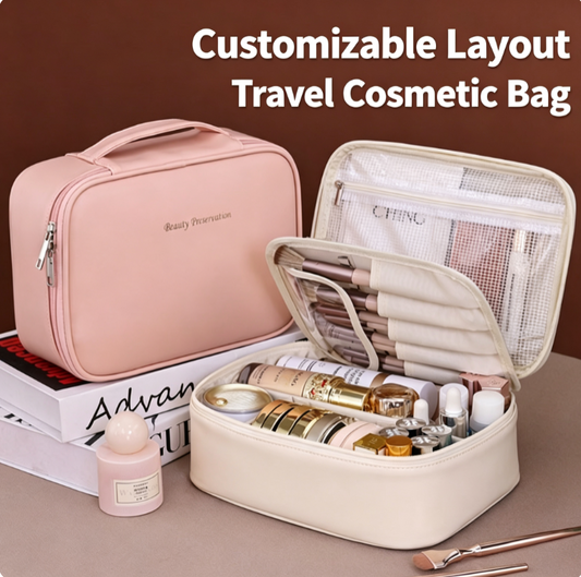 Premium Large-Capacity Travel Makeup Bag with Customizable Dividers