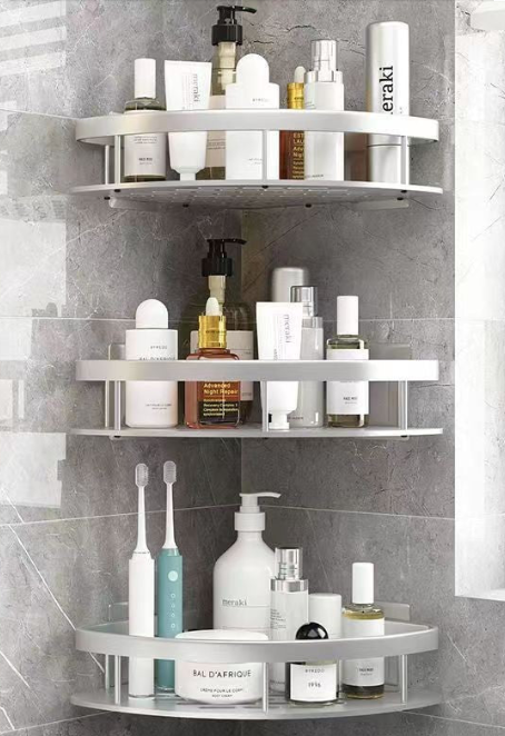 Premium No-Drill Space Aluminum Shower Caddy - Strong Suction Bathroom Shelf