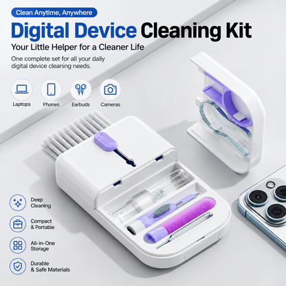 11-in-1 Ultimate Electronics Cleaning Kit - Multi-Function Cleaner for Keyboard, Earbuds, Phone Screen & Camera