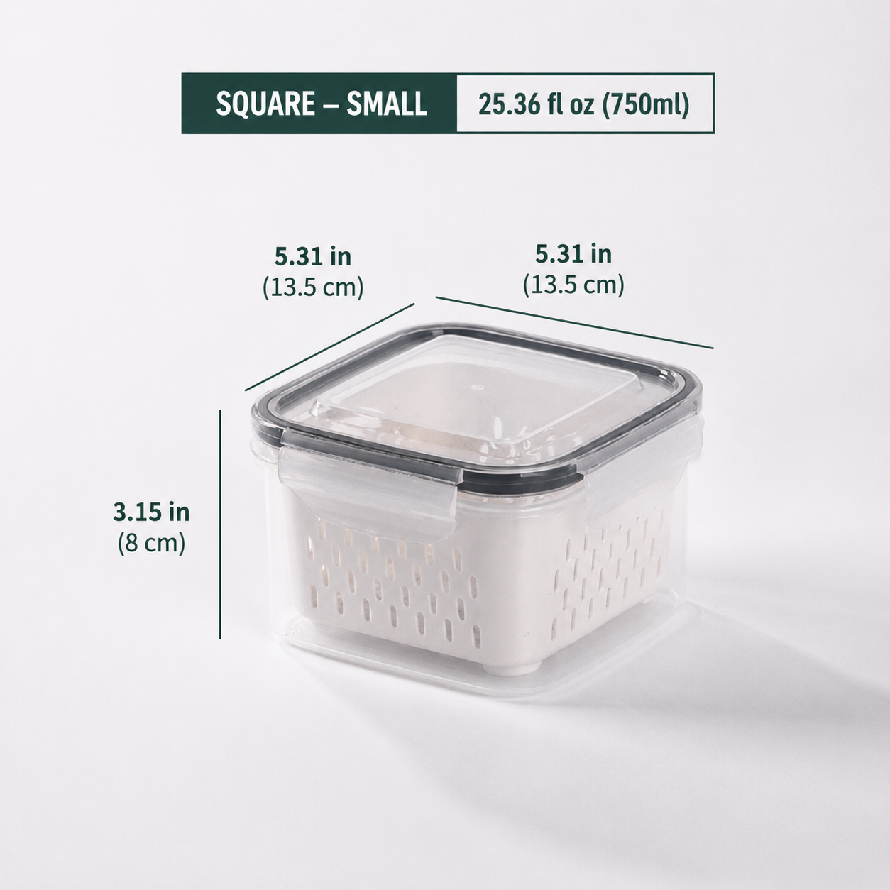 Premium 2-in-1 Fruit & Vegetable Storage Containers with Removable Drain Colander