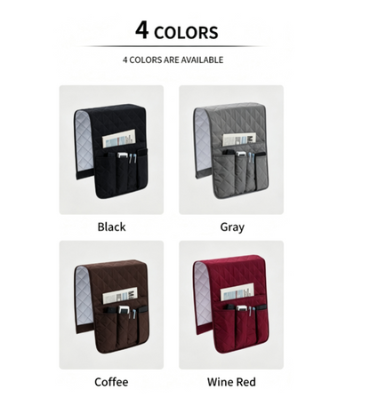 Premium Quilted Sofa Armrest Organizer - Universal No-Slip Bedside & Recliner Caddy