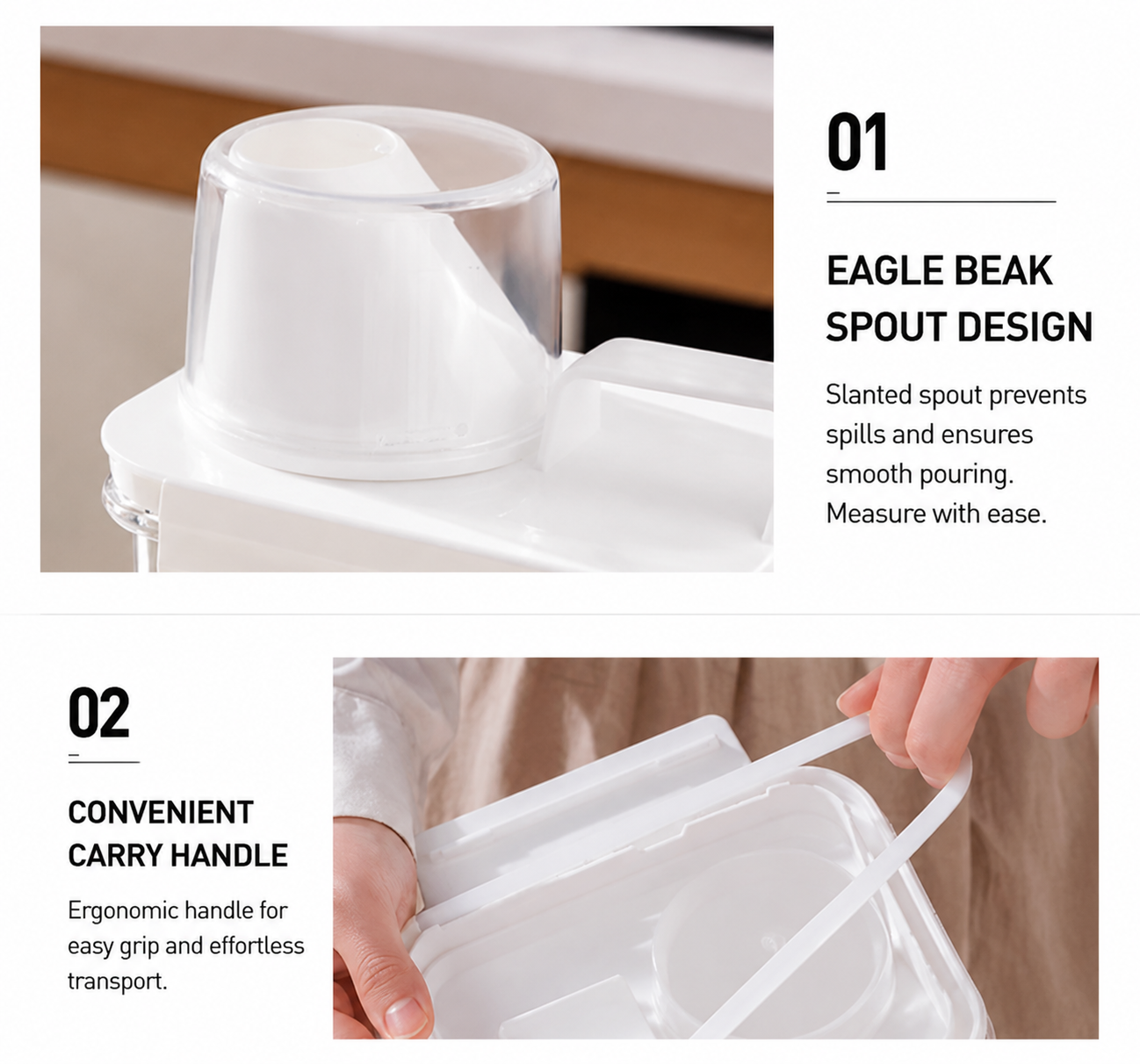 Airtight Cereal & Grain Storage Containers with Measuring Cup Lid