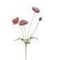 realistic faux silk poppy flowers in vintage dark pink color on a clean white background