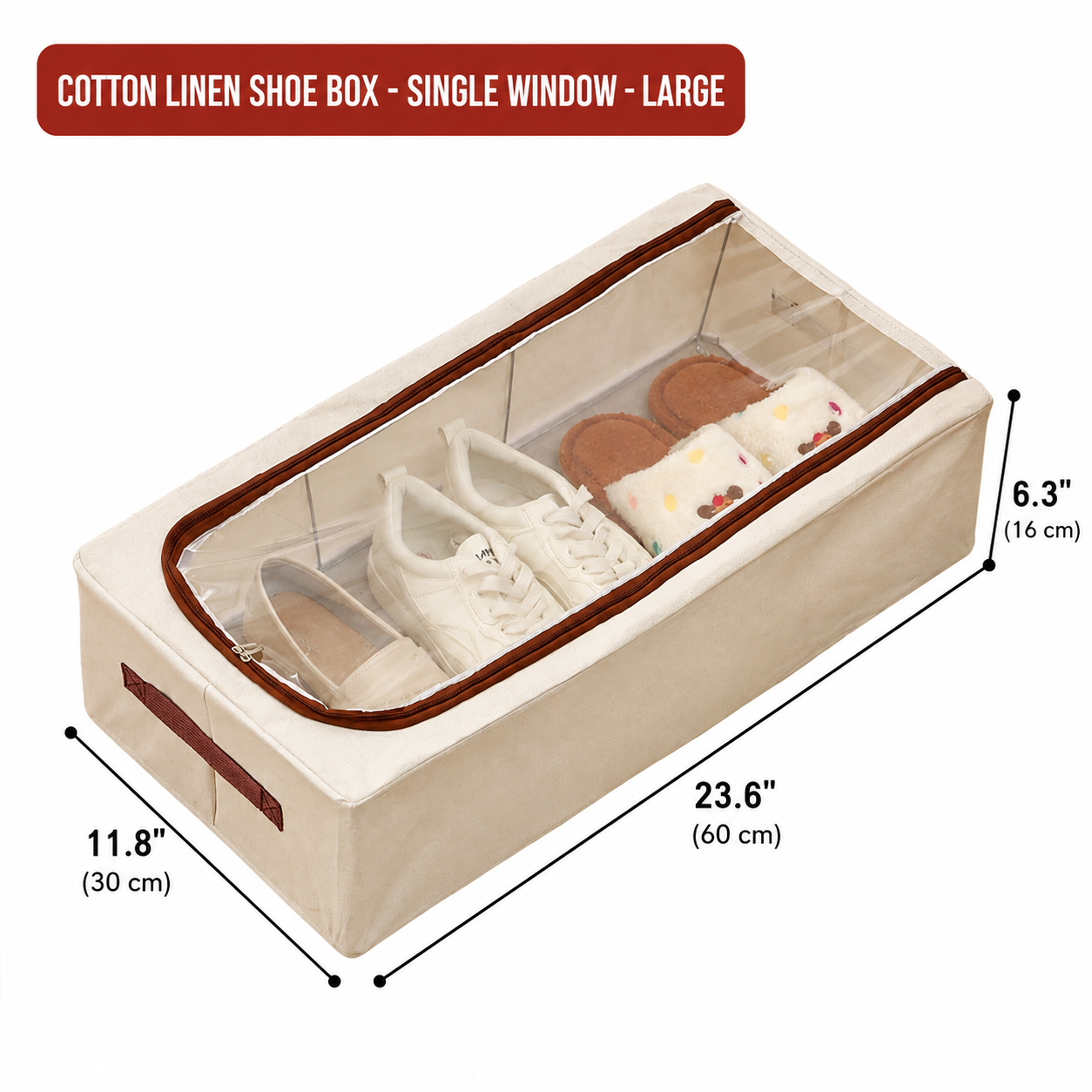 Premium Foldable Shoe Storage Box - Clear Stackable Shoe Organizer with Dual Handles