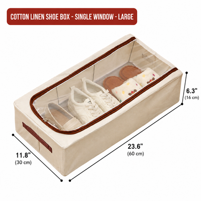 Premium Foldable Shoe Storage Box - Clear Stackable Shoe Organizer with Dual Handles