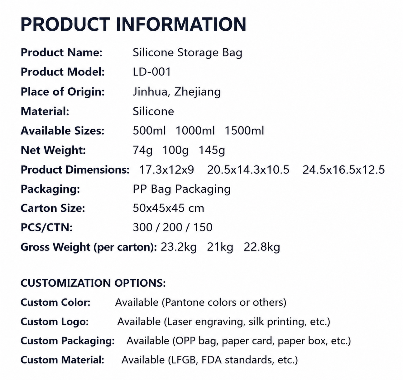 Premium Reusable Silicone Food Storage Bags – Leakproof, Freezer & Microwave Safe Eco-Friendly Bags