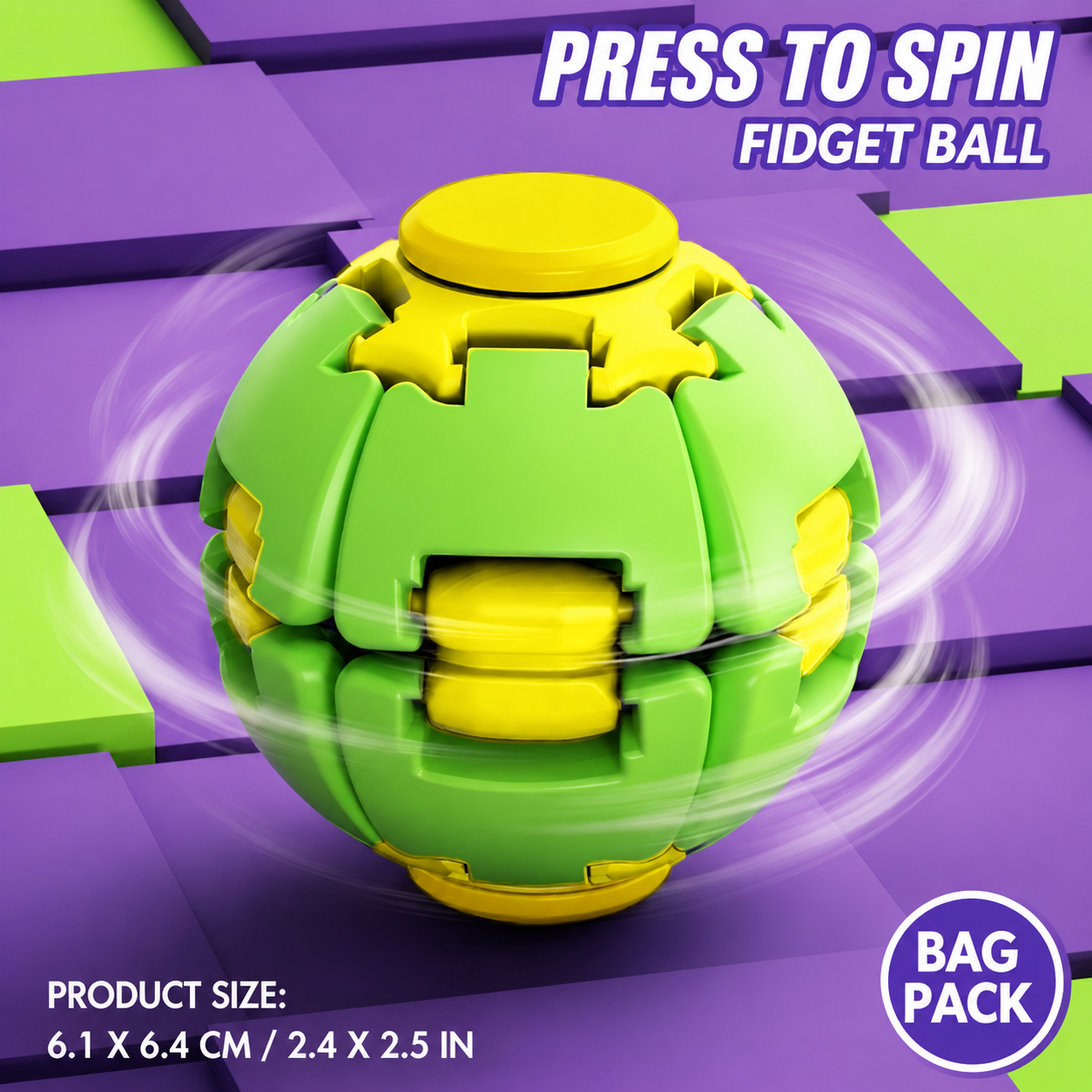 3D Decompression Press & Spin Fidget Ball – Ultimate Stress Relief & Focus Toy