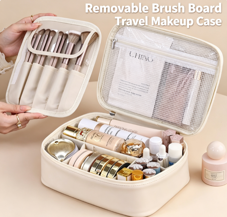 Premium Large-Capacity Travel Makeup Bag with Customizable Dividers