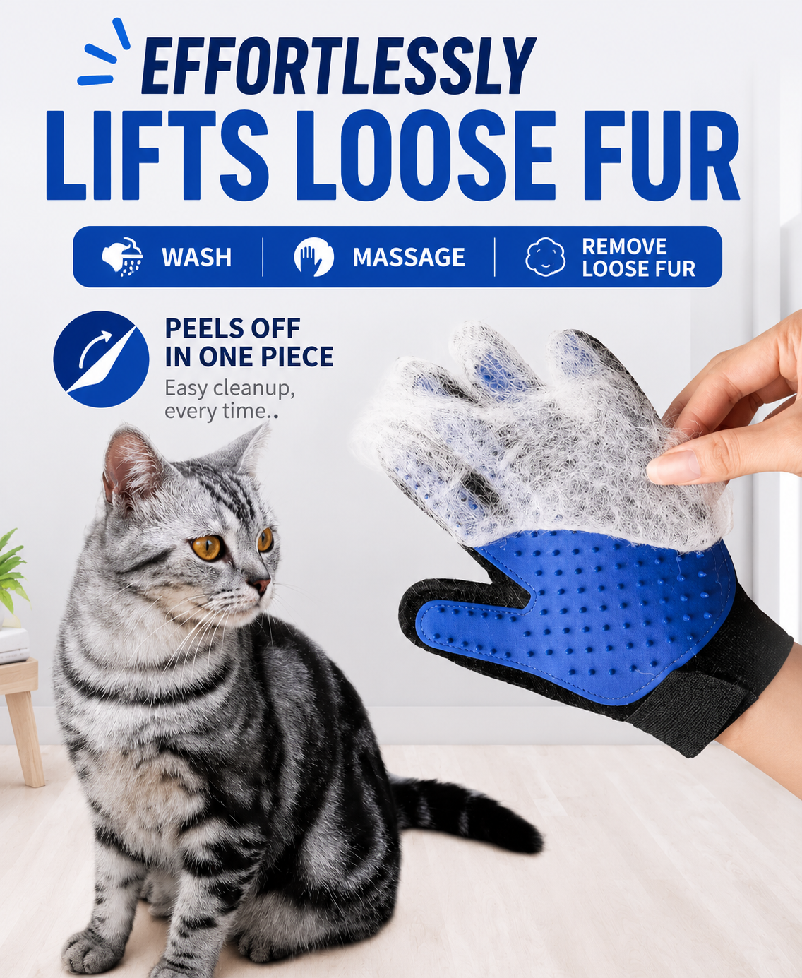 2-in-1 Pet Grooming & Massage Glove - Gentle Deshedding Brush for Cats & Dogs