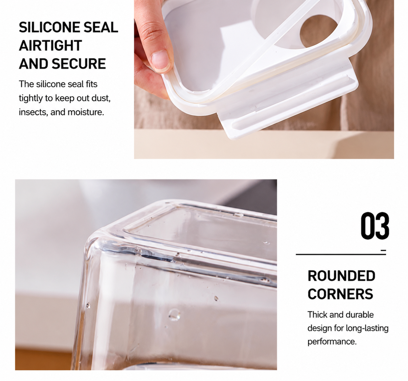 Airtight Cereal & Grain Storage Containers with Measuring Cup Lid