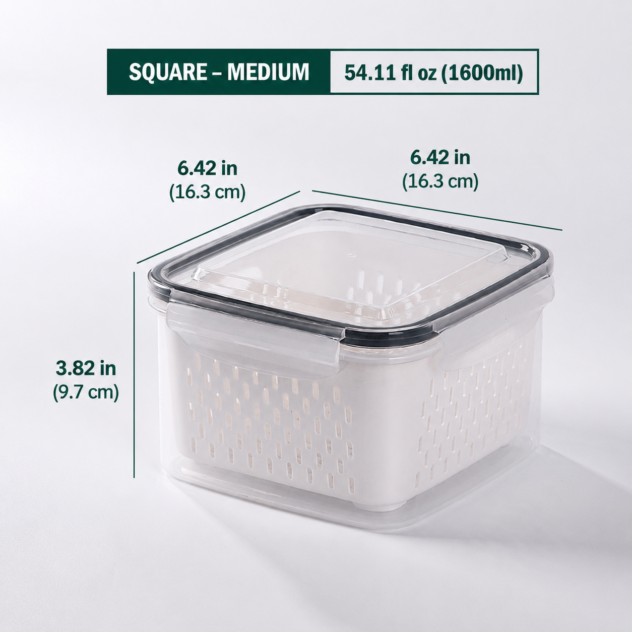 Premium 2-in-1 Fruit & Vegetable Storage Containers with Removable Drain Colander