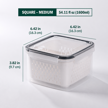 Premium 2-in-1 Fruit & Vegetable Storage Containers with Removable Drain Colander