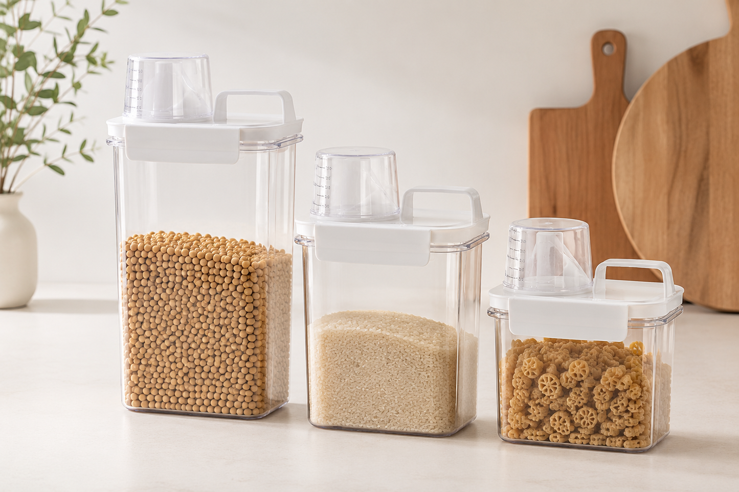 Airtight Cereal & Grain Storage Containers with Measuring Cup Lid