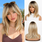 Glamour Layered Long Wavy Wig with Air Bangs | Daliyvibe