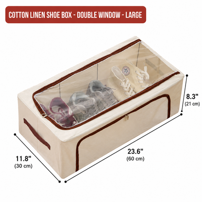 Premium Foldable Shoe Storage Box - Clear Stackable Shoe Organizer with Dual Handles