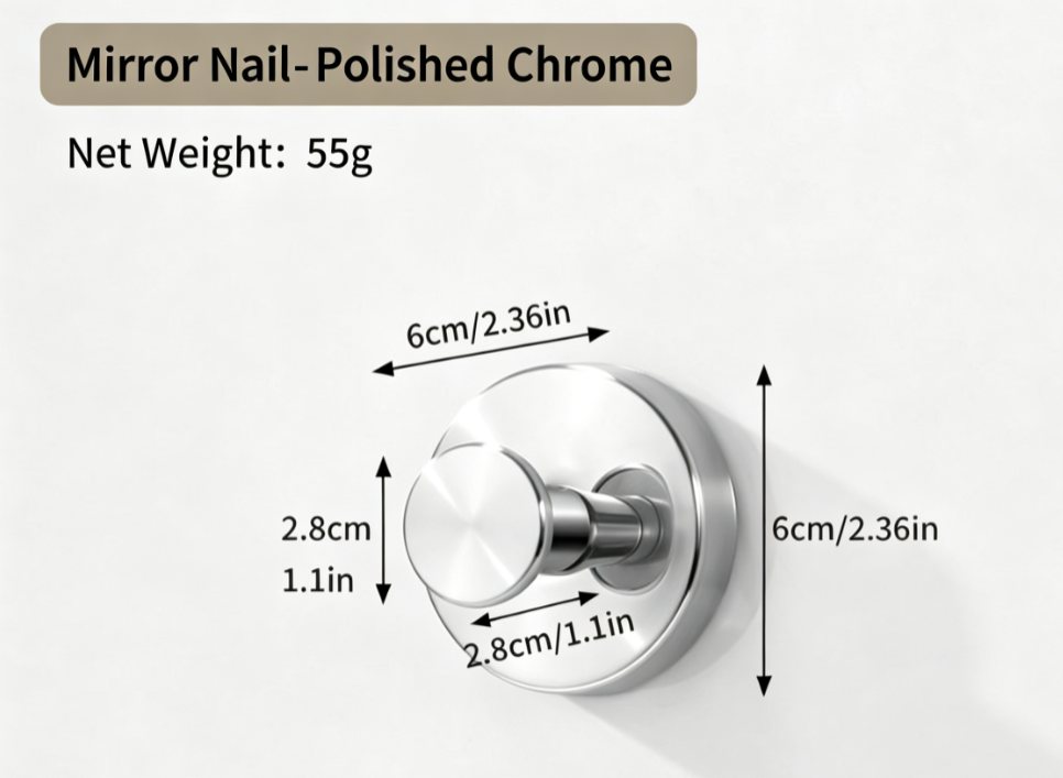 Heavy Duty Stainless Steel Vacuum Suction Cup Hooks – No-Drill Wall Mount Organizer