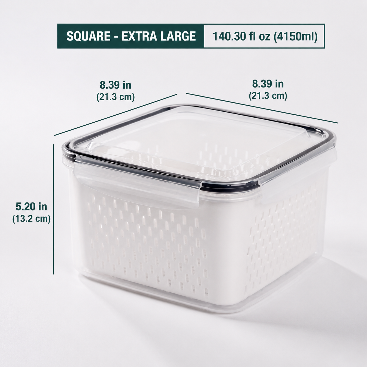 Premium 2-in-1 Fruit & Vegetable Storage Containers with Removable Drain Colander