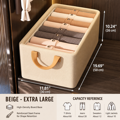 Premium Foldable Steel Framework Storage Box - Stackable Closet Organizer