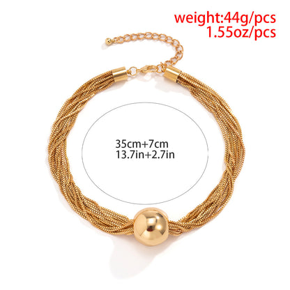 detailed weight and sizing specification parameter chart for the multi row metallic chain necklace