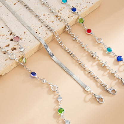 detailed close up of the bohemian chain link finger ring bracelet with high grade rhinestones