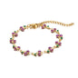 dainty sweet cherry charm link bracelet with playful shimmering summer wristwear design
