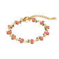 dainty sweet cherry charm link bracelet with playful shimmering summer wristwear design