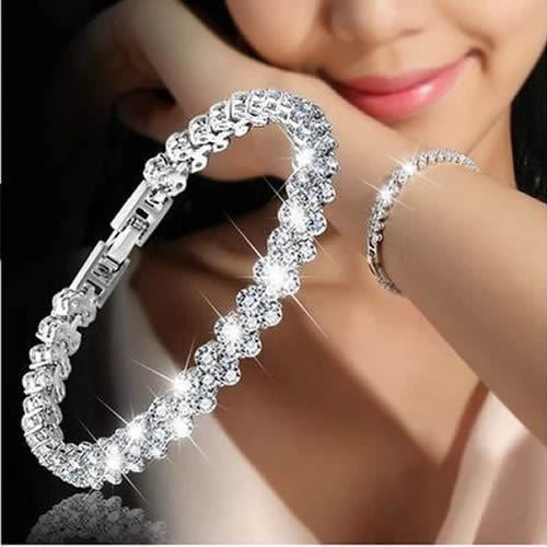 dazzling crystal link chain bracelet with premium handmade link assembly design