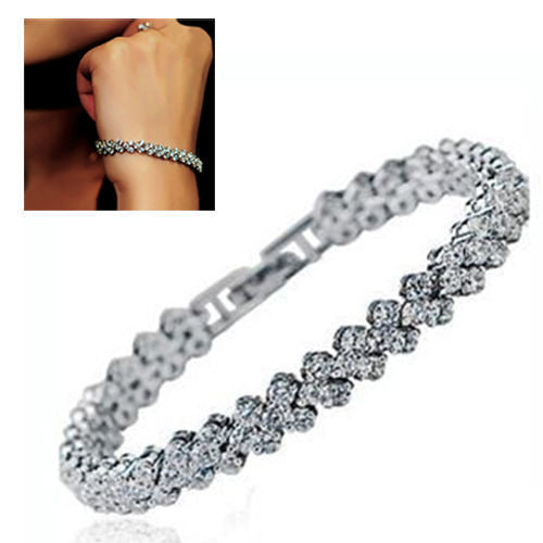 dazzling crystal wave tennis bracelet in silver with high grade cubic zirconia elements and model styling insert