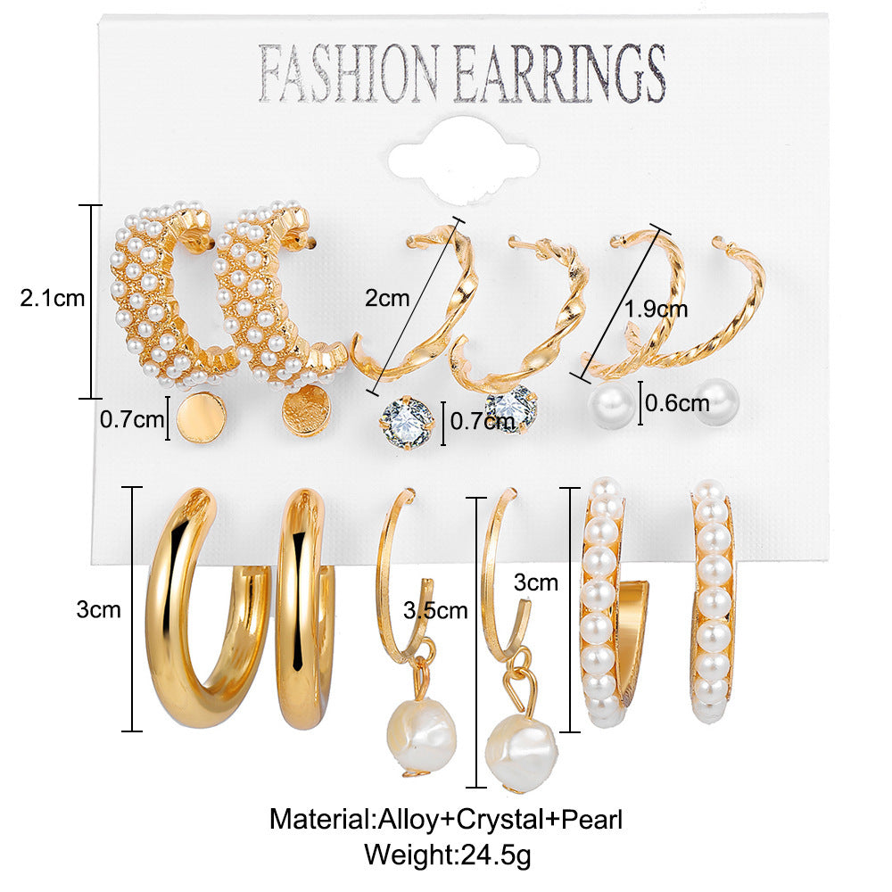 detailed size and weight specification chart for the gold chunk hoop pearl earrings set featuring various designs