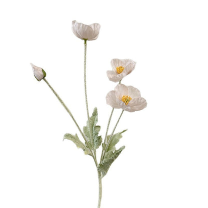 realistic faux silk poppy flowers in elegant champagne pink color on a clean white background