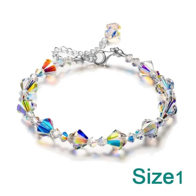 elegant sparkling bicone crystal beaded chain bracelet in size one variant on a clean white background