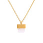 elegant gold chain necklace with a square natural stone geometric pendant on a clean background