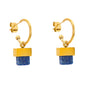 elegant gold chain necklace with a square blue natural stone geometric pendant on a clean background