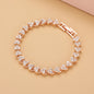 luxury rose gold heart shape tennis bracelet fully paved with sparkling crystal stones