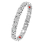 premium titanium steel magnetic therapy bracelet in classic silver color showcasing brilliant crystal details and colorful internal elements