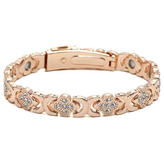 premium titanium steel magnetic therapy bracelet with elegant clover wellness wristwear design