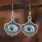 vintage palace style blue gemstone jewelry set with antique silver necklace and earrings